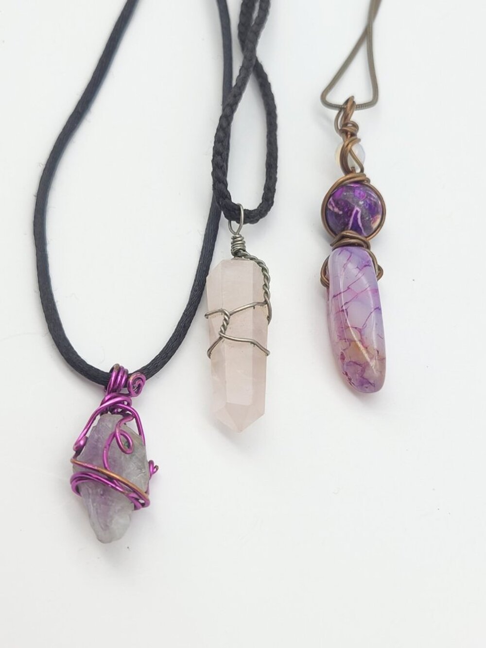 Fun Wire Wrap Pendant Lot of 3 Power Crystal boho Jewelry Lot